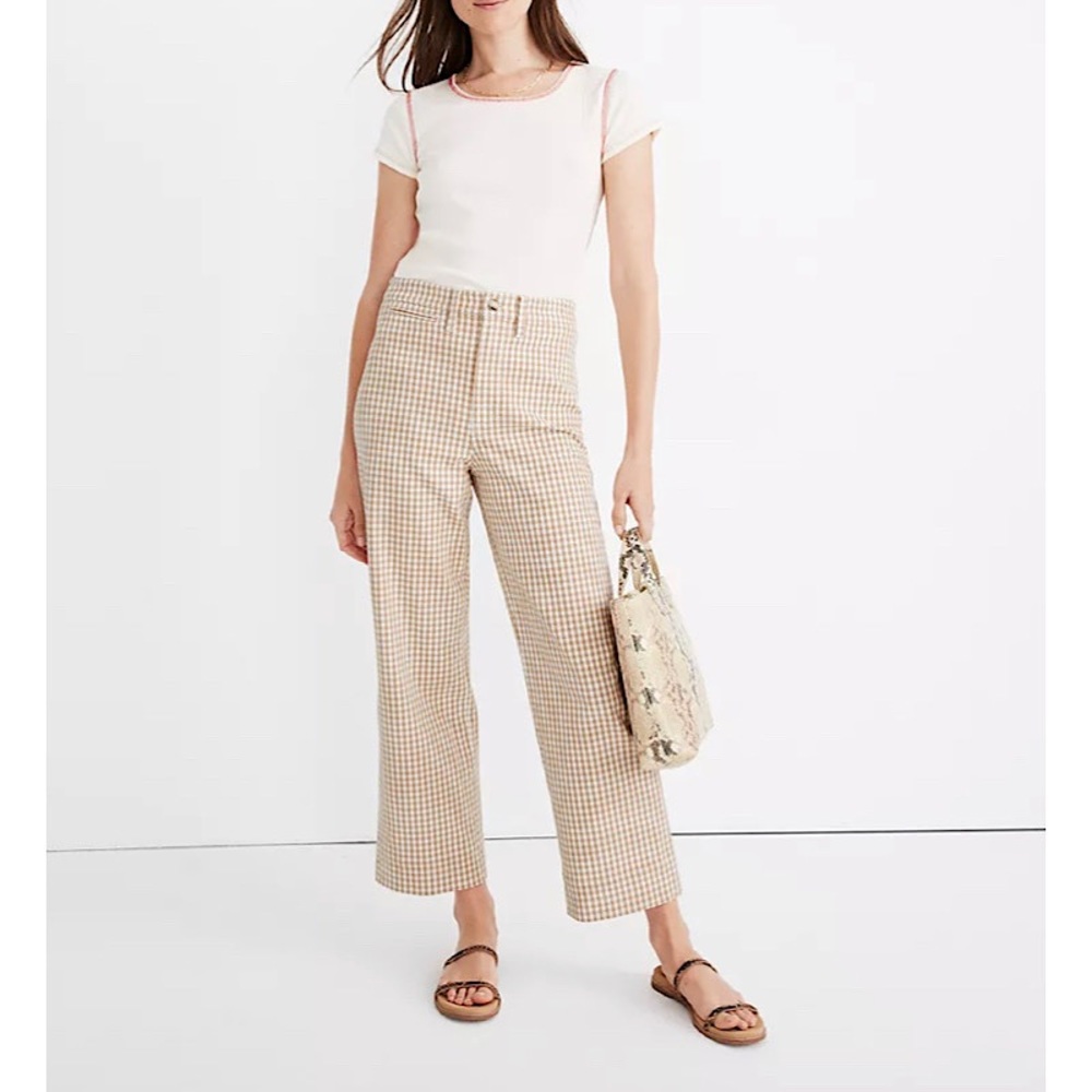 NWT Madewell Slim Emmett Wide Leg Gingham Pants